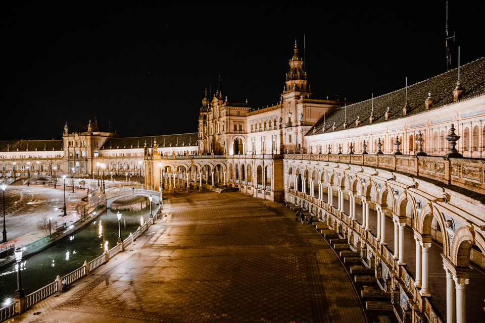 Seville, Spanish Square in the evening